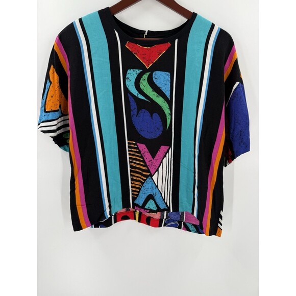 Women’s Vintage 80’s F STOP Graphic Print Short Sleeve Size LARGE Retro Y2k 90's - Picture 1 of 9